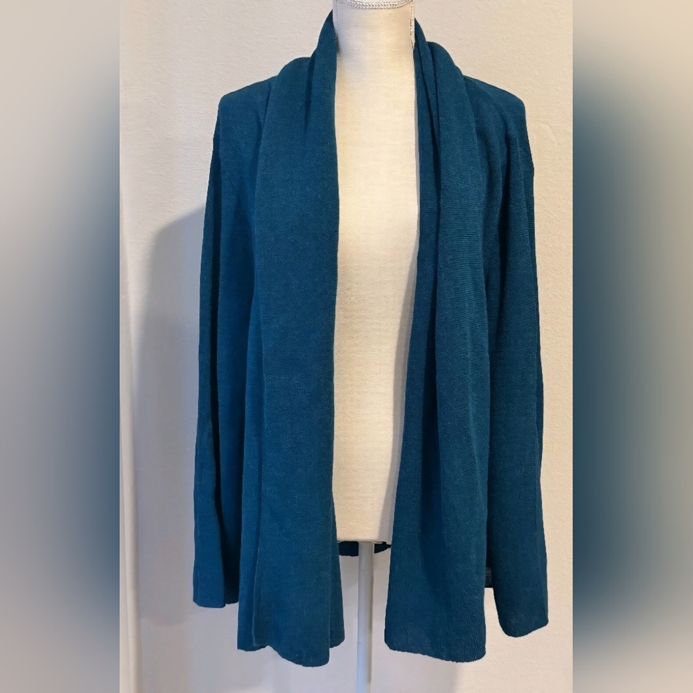 Beyond Threads 2X Plus Dusk Teal Open Front Cardigan Sweater Alpaca NEW!